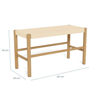 Ławka drewniana z plecionym siedziskiem Alvin 80x45cm naturalna Actona