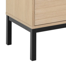 Komoda z frezowanymi frontami na nożach Kensington 91x120cm dąb bielony / czarny Actona