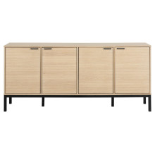 Komoda z frezowanymi frontami na nożach Kensington 180x80cm dąb bielony / czarny Actona