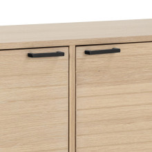 Komoda z frezowanymi frontami na nożach Kensington 180x80cm dąb bielony / czarny Actona
