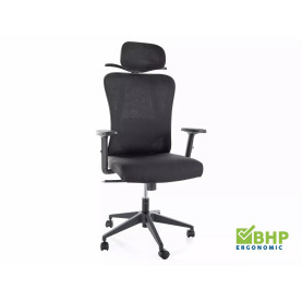 Fotel biurowy ergonomiczny z zagłówkiem Q-080M czarny Signal