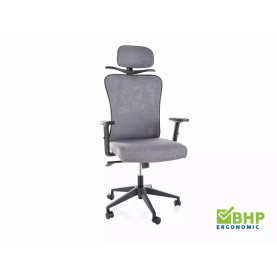 Fotel biurowy ergonomiczny z zagłówkiem Q-080M szary Signal