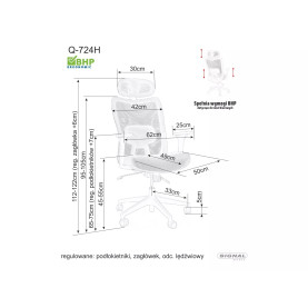 Fotel ergonomiczny z zagłówkiem Q-724 szary Signal 2