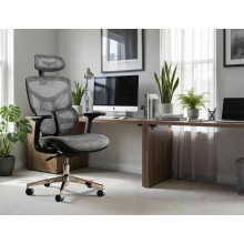 Fotel biurkowy ergonomiczny z siatki EQ-1 szary Signal