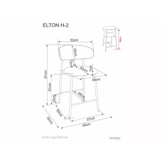 Hoker - krzesło barowe tapicerowane Elton Brego H61cm beż / kaszmir Signal