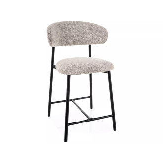 Hoker - krzesło barowe tapicerowane Elton Brego H61cm beż / czarny mat Signal