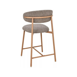 Hoker - krzesło barowe tapicerowane Elton Brego H61cm cappuccino / dąb Signal