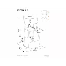 Hoker - krzesło barowe tapicerowane Elton Brego H61cm beż / orzech Signal