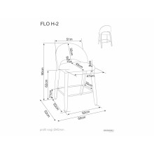 Krzesło barowe tapicerowane w całości Flo H62cm beżowe Signal