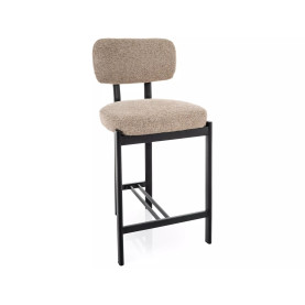 Krzesło barowe tapicerowane Misaki H62cm beż / czarny mat Signal