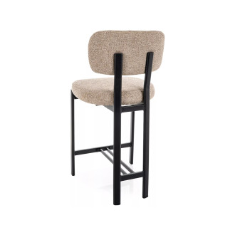 Krzesło barowe tapicerowane Misaki H62cm beż / czarny mat Signal