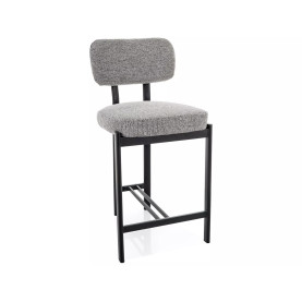 Krzesło barowe tapicerowane Misaki H62cm szary / czarny mat Signal