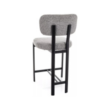 Krzesło barowe tapicerowane Misaki H62cm szary / czarny mat Signal