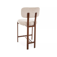 Krzesło barowe tapicerowane Misaki H62cm jasny beż / orzech Signal