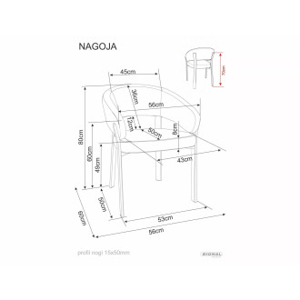Stylowe krzesło tapicerowane Nagoja szary / czarny mat Signal