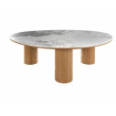 Stolik fornirowany z ceramicznym blatem Adelis 110x80cm biały pandoro / dąb Signal
