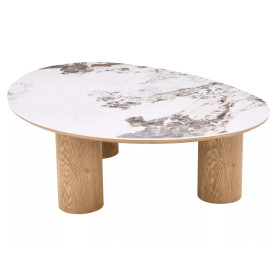 Stolik fornirowany z ceramicznym blatem Adelis 110x80cm biały pandoro / dąb Signal 2