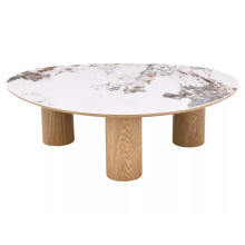 Stolik fornirowany z ceramicznym blatem Adelis 110x80cm biały pandoro / dąb Signal