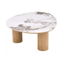 Stolik fornirowany z ceramicznym blatem Adelis 110x80cm biały pandoro / dąb Signal