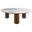 Stolik fornirowany z ceramicznym blatem Adelis 110x80cm biały pandoro / orzech Signal