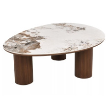 Stolik fornirowany z ceramicznym blatem Adelis 110x80cm biały pandoro / orzech Signal