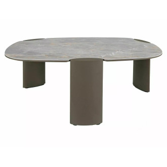 Stolik nowoczesny z nieregularnym blatem Adoro A 118x75cm ceramika grigio / ciemna miedź Signal