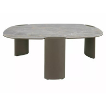 Stolik nowoczesny z nieregularnym blatem Adoro A 118x75cm ceramika grigio / ciemna miedź Signal