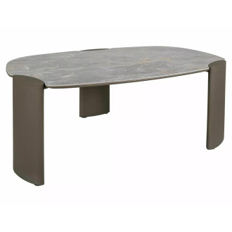 Stolik nowoczesny z nieregularnym blatem Adoro A 118x75cm ceramika grigio / ciemna miedź Signal