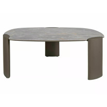 Stolik nowoczesny z nieregularnym blatem Adoro A 118x75cm ceramika grigio / ciemna miedź Signal