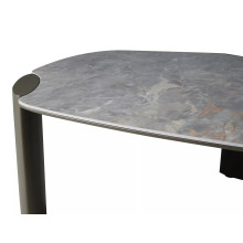Stolik nowoczesny z nieregularnym blatem Adoro A 118x75cm ceramika grigio / ciemna miedź Signal