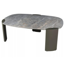 Stolik nowoczesny z nieregularnym blatem Adoro A 118x75cm ceramika grigio / ciemna miedź Signal