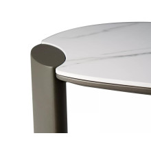 Stolik nowoczesny z nieregularnym blatem Adoro A 105x65cm ceramika amber bianco / ciemna miedź Signal
