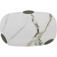 Stolik nowoczesny z nieregularnym blatem Adoro A 105x65cm ceramika amber bianco / ciemna miedź Signal