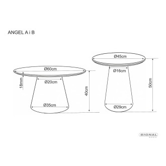 Stolik boczny fornirowany na jednej nodze Angel 45cm dąb Signal