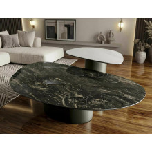 Stolik na jednej nodze z nieregularnym blatem Bello A 120x80cm ceramika vulcano / ciemna miedź Signal