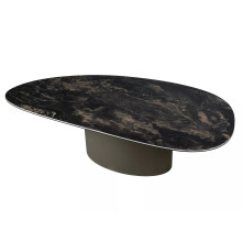 Stolik na jednej nodze z nieregularnym blatem Bello A 120x80cm ceramika vulcano / ciemna miedź Signal