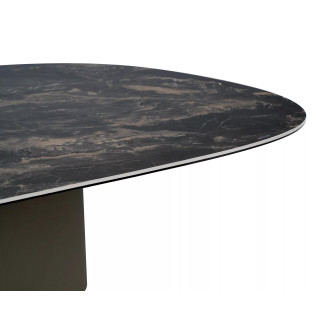 Stolik na jednej nodze z nieregularnym blatem Bello A 120x80cm ceramika vulcano / ciemna miedź Signal
