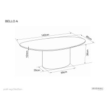 Stolik na jednej nodze z nieregularnym blatem Bello A 120x80cm ceramika vulcano / ciemna miedź Signal