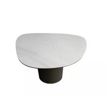 Stolik na jednej nodze z nieregularnym blatem Bello B 75x50cm ceramika nature cloud / ciemna miedź Signal