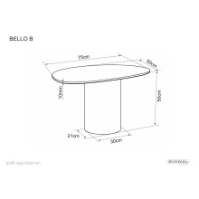 Stolik na jednej nodze z nieregularnym blatem Bello B 75x50cm ceramika nature cloud / ciemna miedź Signal