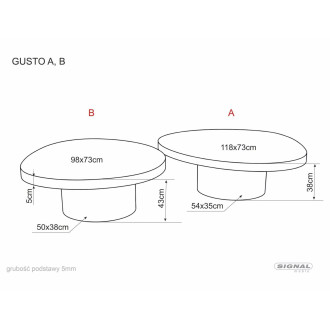 Stolik ceramiczny na jednej nodze Gusto B 98x73cm  brąz / ciemna miedź Signal
