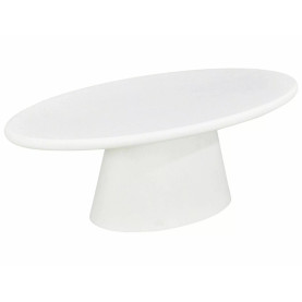 Stolik owalny z mikrocementu na jednej nodze Marocco 110x60cm ecru Signal
