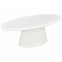 Stolik owalny z mikrocementu na jednej nodze Marocco 110x60cm ecru Signal
