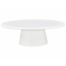 Stolik owalny z mikrocementu na jednej nodze Marocco 110x60cm ecru Signal