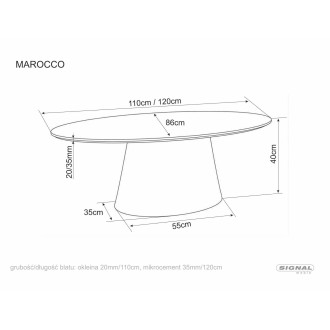 Stolik owalny na jednej nodze Marocco 110x60cm orzech Signal