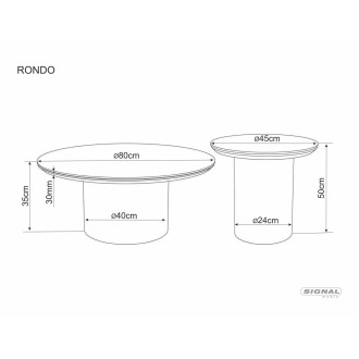 Stolik okrągły na jednej nodze z ceramicznym blatem Rondo 80cm dąb Signal