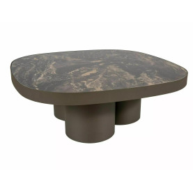 Stolik ceramiczny Stella A 100x100cm czarna imitacja kamienia / ciemna miedź Signal