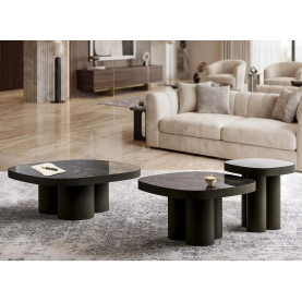 Stolik ceramiczny Stella B 75x75cm czarna imitacja kamienia / ciemna miedź Signal 2