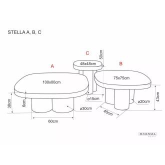 Stolik ceramiczny Stella B 75x75cm czarna imitacja kamienia / ciemna miedź Signal