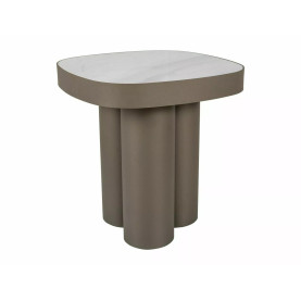 Stolik boczny ceramiczny Stella C 48x48cm czarna imitacja kamienia / ciemna miedź Signal